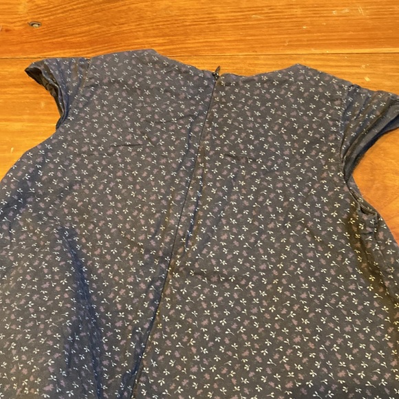 NEIGE 7 Charcoal Layered Dress Tiny Floral Print Flutter Sleeve - Picture 8 of 8